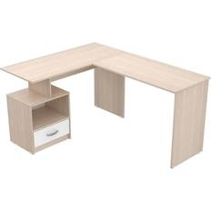 Maple l shaped desk Inval 59.1 L-Shaped Maple-White Writing Desk