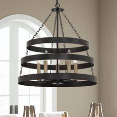 Hanging light fixtures for dining room Vanity Art 5 Light Style Wagon Wheel Pendant Lamp