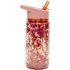 Red Water Bottle Petit Monkey Glitter Drinking Bottle 300ml