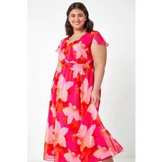 Roman Curve Floral Shirred Maxi Dress