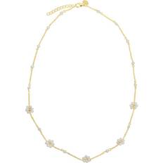 Perlehalskæder Aqua Dulce Daisy Necklace - Gold/Pearl