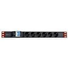 1u case Techly 100471 Rack Stikdåse 1U t/19tm 3m 6xSchuko