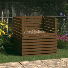 vidaXL Kompostbeholder 100 x 100 x 102 cm Massivt Fyrretræ Gyldenbrun