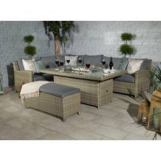 Garden & Outdoor Furniture Royalcraft Wentworth 7pc Deluxe Fire Pit Corner Outdoor Lounge Set