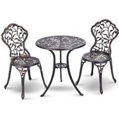 Aluminum Bistro Sets Costway Leaf Design Bistro Set