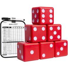 GoSports Giant 3.5" Red Foam Playing Dice Set with Bonus Scoreboard Includes 6 Dice, Dry-Erase Scoreboard and Carrying Case