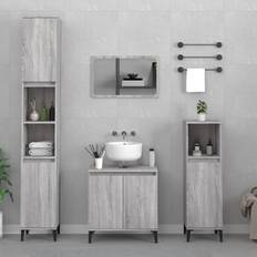 vidaXL Grey Sonoma Engineered Wood Bathroom Furniture Set