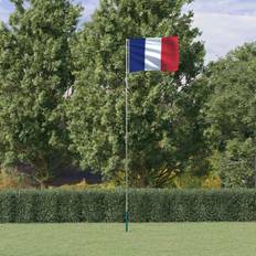 Mástiles de bandera vidaXL Mástil Y Bandera De Francia Aluminio 5.55 m