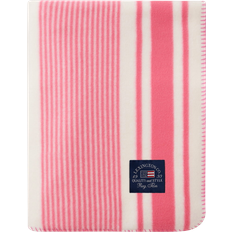 Lexington Striped Fleece Plaid Tæppe Pink, Hvid (170x130cm)