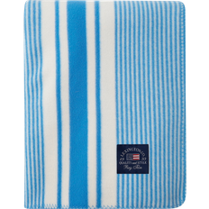 Lexington Striped Recycled Fleece Filt Vit, Blå (170x130cm)