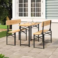 vidaXL Mesa Y Bancos Plegables 3 Piezas Madera Maciza De Abeto Conjunto de Bar Exterior