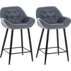 CLP Lot 2 Tabourets de Pieds en Métal Gris Tabouret de bar 2pcs