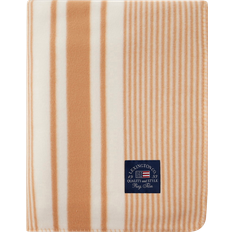 Lexington Striped Recycled Fleece Filt Vit, Beige (170x130cm)