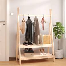 vidaXL Clothes Rack Solid Wood Pine Wardrobe