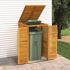 Brown Wheelie Bin Storage vidaXL Single Garbage Bin Shed Solid Acacia (Building Area )