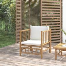 Bambu - Beige Loungeset vidaXL Trädgårdssoffa gräddvita dynor Loungeset
