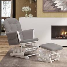 vidaXL Poltrona Glider Con Grigio Chiaro In Tessuto Sgabello