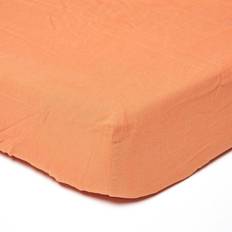 Textiles Homescapes Small Double Linen Fitted Bed Sheet Orange