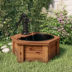 Fontane e Stagni da Giardino vidaXL Fontana D'acqua Con Pompa 57x57x53 cm Legno Massello di Abete - Marrone