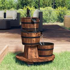 Fontaines vidaXL Fontaine À Eau Sur Roues Pompe 55x55x80 cm Bois De Sapin Massif