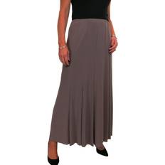 Paulo Due Women's Fully Lined Stretch Long Maxi Skirts - Taupe