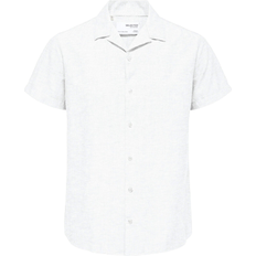 Selected Homme Linen Blend Short Sleeved Shirt - White