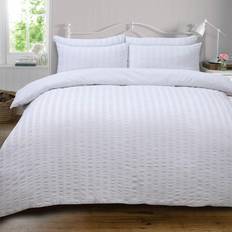 Highams Double Duvet Cover White, Silver