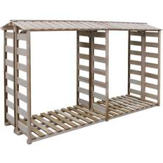 Outbuildings vidaXL Firewood Storage Shed 300x100x176cm Impregnated Pinewood Timber Cabin