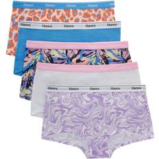 Purple Panties Children's Clothing Hanes Girls Originals Cotton Stretch Boyshort 5-Pack Sizes 6-16