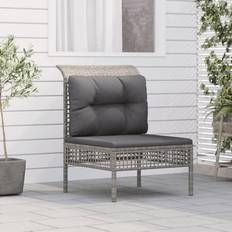 Rotin Synthétique Canapés et Bancs d'Extérieur vidaXL Central de Jardin avec Coussin Gris Résine Tressée Canapé Modulaire