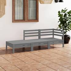 Pinewood outdoor vidaXL 3 Piece Garden Grey Solid Pinewood Outdoor Lounge Set