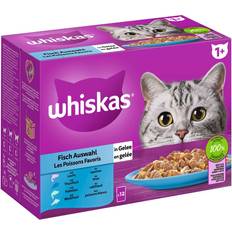 Whiskas Katze - Katzenfutter Haustiere Whiskas Multipack 1+ Fisch Auswahl Gelee 12x85g