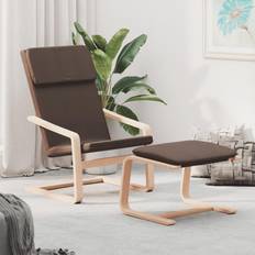 Marron Fauteuils vidaXL Chaise De Relaxation Pied Marron Foncé Tissu Fauteuil