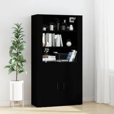 Black Glass Cabinets vidaXL Highboard Black Engineered Wood Glass Cabinet