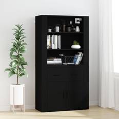 Black Glass Cabinets vidaXL Highboard Black Engineered Wood Glass Cabinet