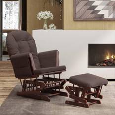 vidaXL Poltrona Glider Con Marrone In Tessuto 70618 Sgabello