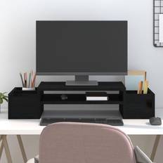 Pine Benches vidaXL Monitor Stand Black 70 x 27.5 x 15 cm TV Bench