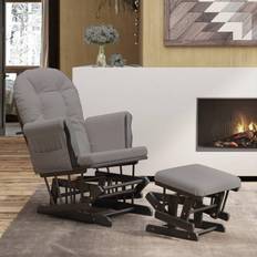 vidaXL Poltrona Glider Con Grigio Chiaro In Tessuto Sgabello