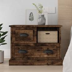 vidaXL Cabinet Smoked Bedside Table