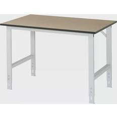 Rau Work table, height adjustable, 760 1080 mm, MDF worktop, WxD 1250 x 800 mm, light grey