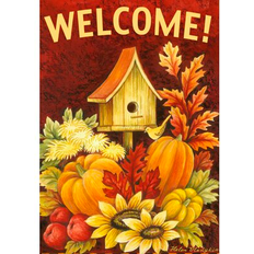 Fall Birdhouse Bandiera Autunnale 28x40 Pollici Doppia S
