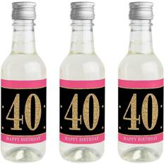 Gold Plastic Cups Chic 40th Birthday Pink Black and Gold Mini Wine and Champagne Bottle Label Stickers Birthday Party Favor Gift