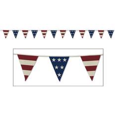 Beistle 59997 Americana Fabric Pennant Banner, Assorted Pack of 12