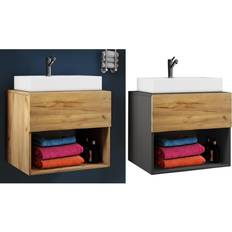 Badezimmermöbel VCM Badezimmerschrank, 2-tlg. Badblock Waschtisch