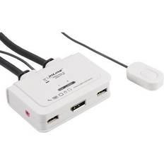 InLine 63612I KVM-omkopplare Med Ljud 2-vägs DisplayPort USB Integrerad Kabel