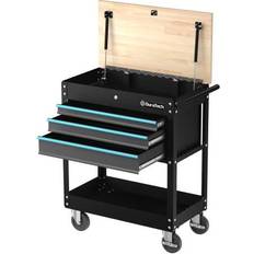 Tool Trolleys DURATECH 30-1/2 Inch 3-Drawer Rolling Tool Cart, Heavy Duty Utility Industrial Service Cart Storage Organizer w/ Casters & Locking System in Black Black