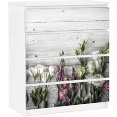 Malm Cassettiera 4x Tiroirs Tulip Rose Shabby Wood Look Comò