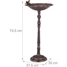 Relaxdays Grande Fontana Per Uccelli H 74.5 cm Marrone