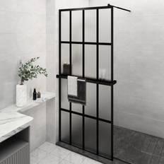 Docce vidaXL Parete Doccia Walk In Mensola Nera 90 x 195 cm Vetro ESG Alluminiocod Mxl 78419 900x1950mm