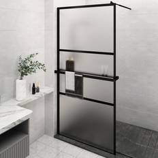 Docce vidaXL Parete Doccia con Mensola Nera 115x195 cm Vetro ESG e Alluminio